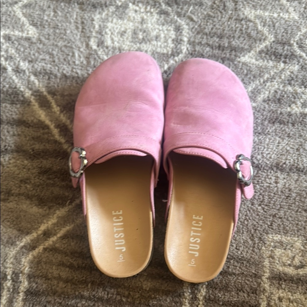 Justice Pink Mules with Decorative Buckle